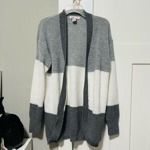 Gray and White Women's Cardigan